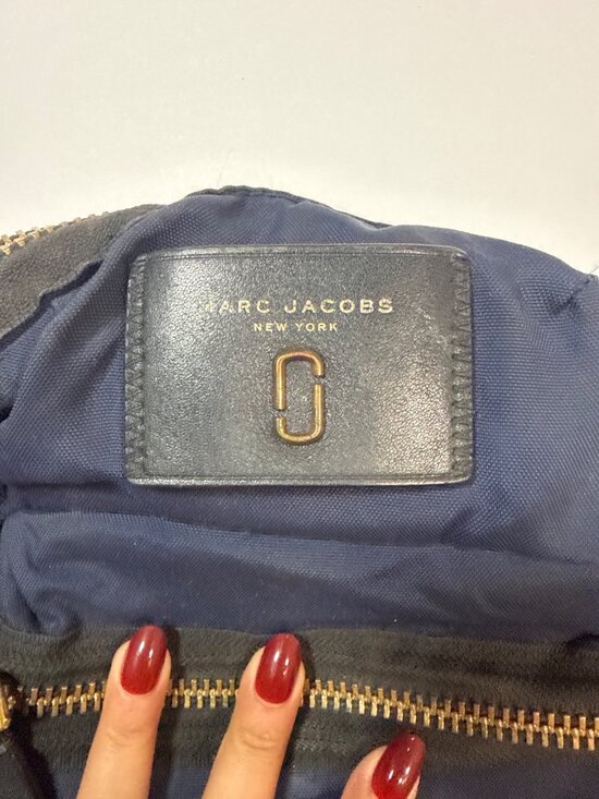 Marc Jacobs Navy Mini Biker Backpack W/ Gold Hardware & Leather Accents
